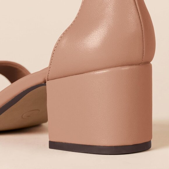 Womens Blh Pu Faux Suede Two Strap Open Rounded Toe Chunky Block Heeled Sandal - Picture 9 of 9